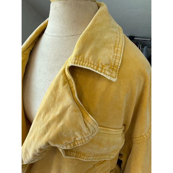 We The Free People Sure Thing Bomber Yellow Jacket Small Boho Corduroy - Picture 9 of 14